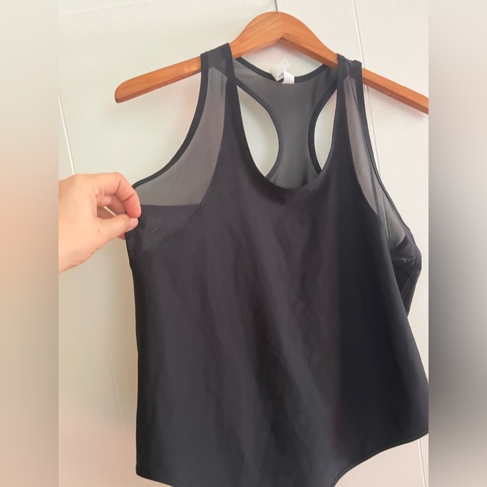 Gottex Studio Black Mesh Racerback Athletic Tank Top
